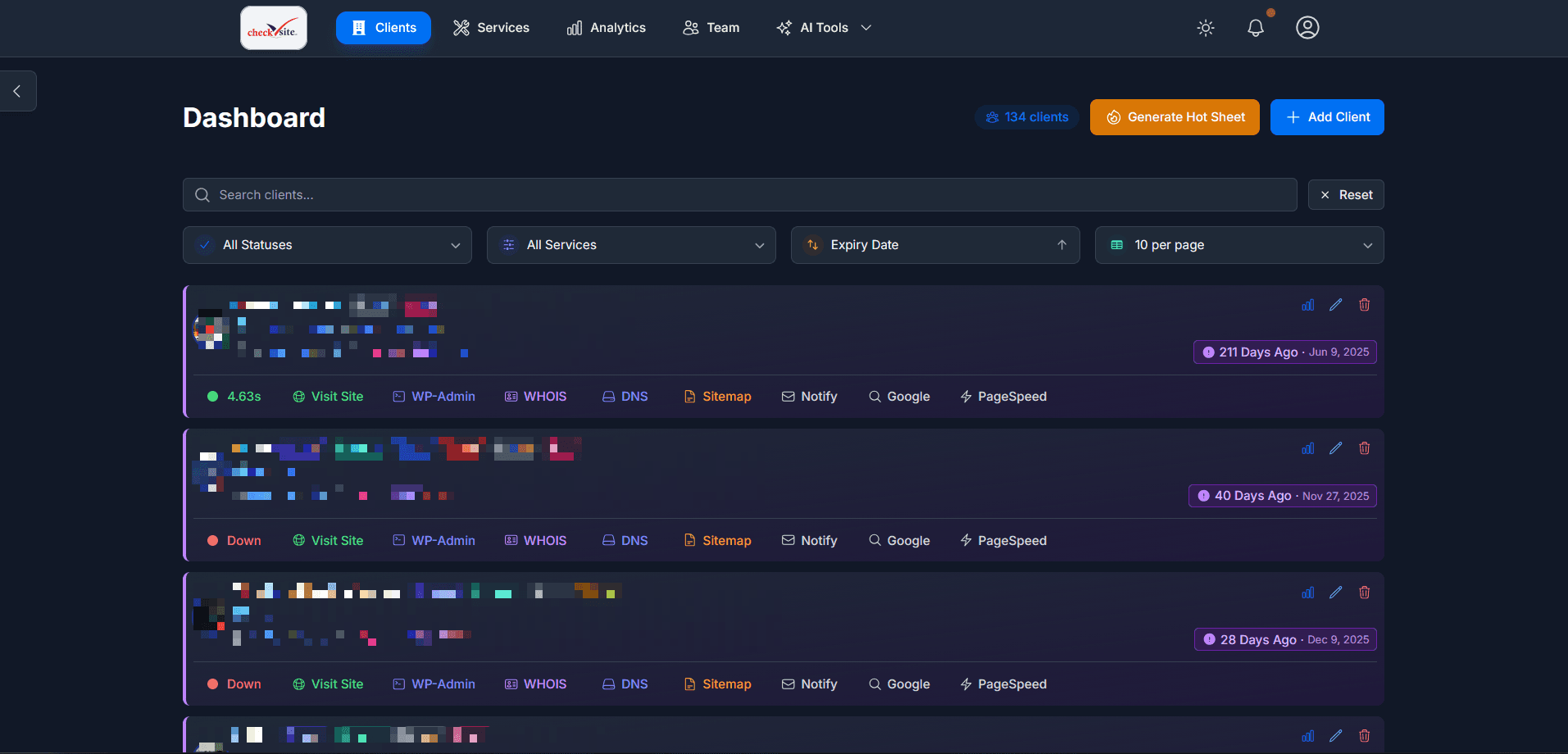 CheckSite CMS - Client & Website Management Platform