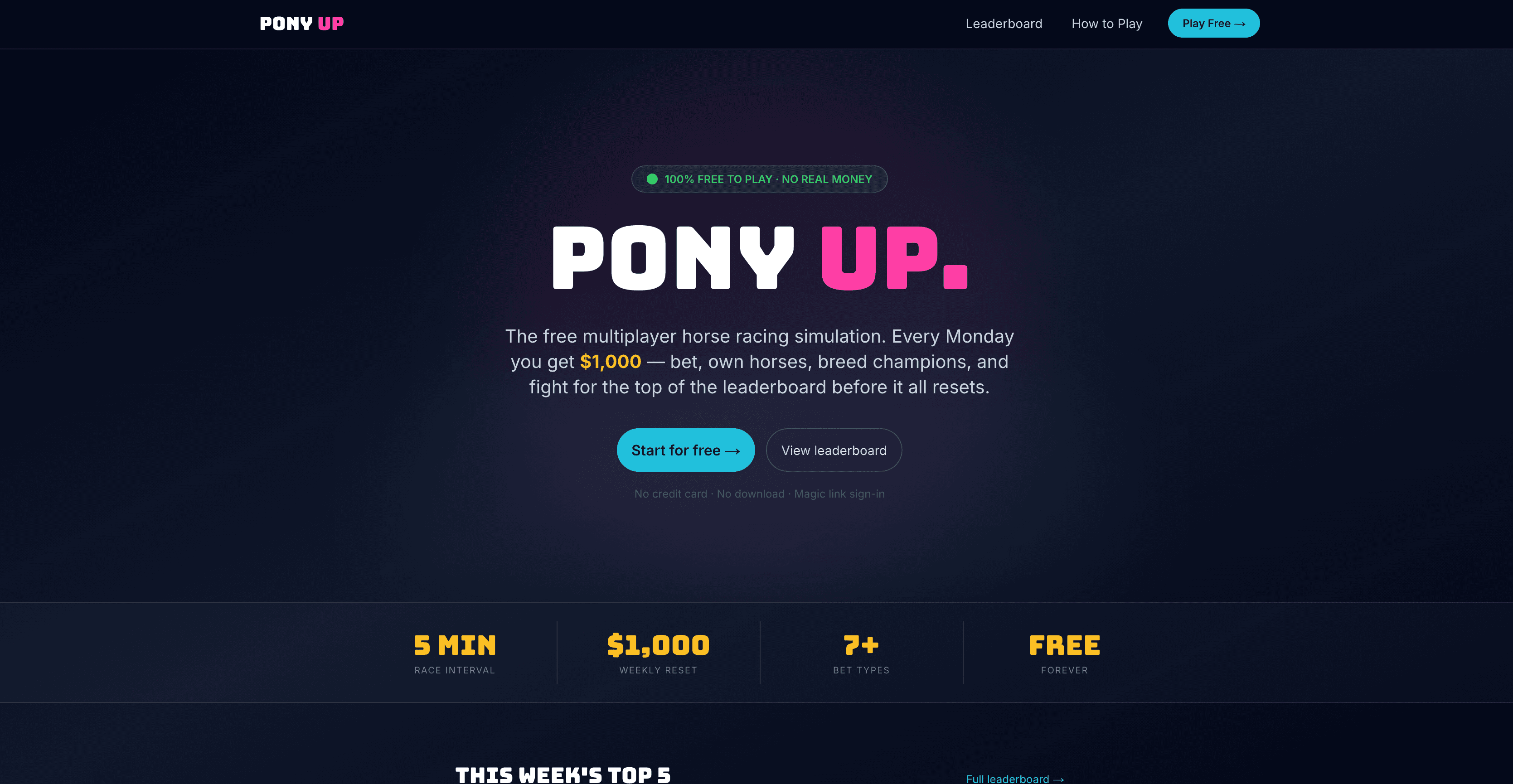 Pony Up Virtual Horse Racing